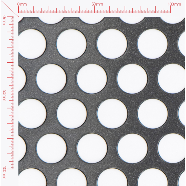 Děrovaný plech; děrování kruhové přesazené; otvor 20mm; rozteč 27mm
