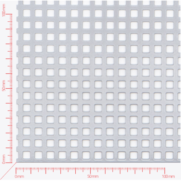 Děrovaný plech; děrování čtvercové řadové; otvor 5mm; rozteč 8mm