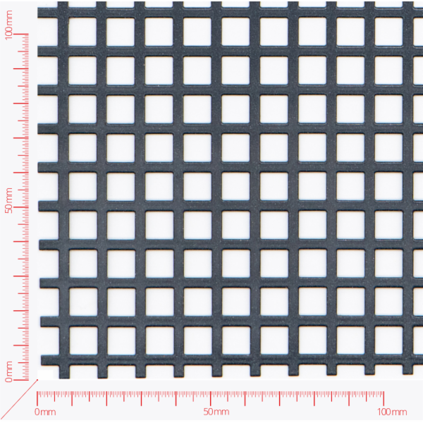 Děrovaný plech; děrování čtvercové řadové; otvor 6mm; rozteč 9mm