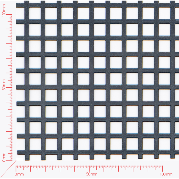 Děrovaný plech; děrování čtvercové řadové; otvor 8,0mm; rozteč 11,0mm