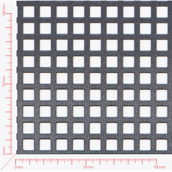 Děrovaný plech; děrování čtvercové řadové; otvor 8,0mm; rozteč 12,0mm