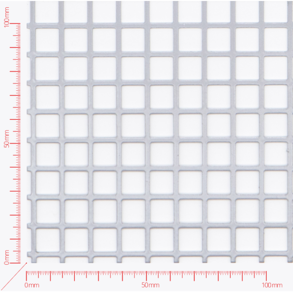 Děrovaný plech; děrování čtvercové řadové; otvor 10,0mm; rozteč 12,0mm