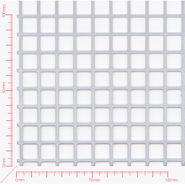 Děrovaný plech; děrování čtvercové řadové; otvor 10,0mm; rozteč 12,0mm