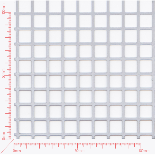 Děrovaný plech; děrování čtvercové řadové; otvor 10mm; rozteč 12mm