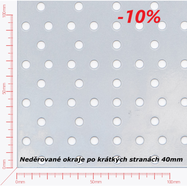 Děrovaný plech; děrování euroděrování; otvor 5,5mm; rozteč 25,0mm